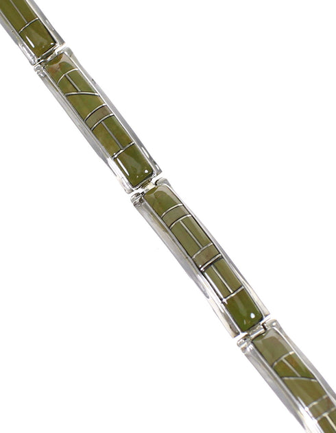 Southwest Genuine Sterling Silver Turquoise Inlay Link Bracelet VX63473