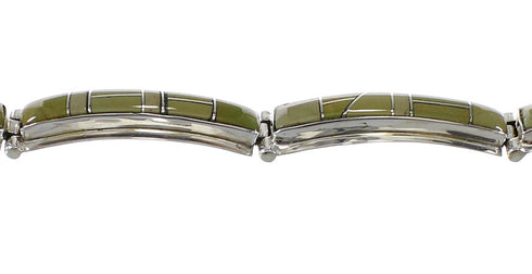 Southwest Genuine Sterling Silver Turquoise Inlay Link Bracelet VX63473