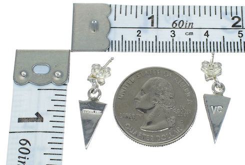 Southwest Magenta Turquoise Silver Post Dangle Earrings MX63785