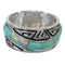 Authentic Sterling Silver Southwest Turquoise Opal Water Wave Ring Size 6-1/4 QX82261