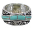 Authentic Sterling Silver Southwest Turquoise Opal Water Wave Ring Size 6-1/4 QX82261