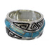 Southwest Silver Turquoise Opal Water Wave Ring Size 5 QX82275