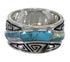 Southwest Silver Turquoise Opal Water Wave Ring Size 5 QX82275