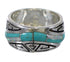 Southwest Authentic Sterling Silver Turquoise Opal Water Wave Ring Size 5-1/4 QX82285
