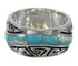 Sterling Silver Turquoise Opal Southwestern Water Wave Ring Size 5-1/2 QX82329
