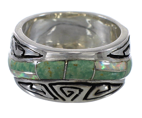 Water Wave Silver Southwest Turquoise Opal Ring Size 7-1/4 QX82339