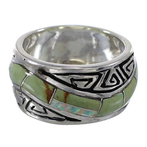 Water Wave Sterling Silver Southwestern Turquoise Opal Ring Size 6 QX82347
