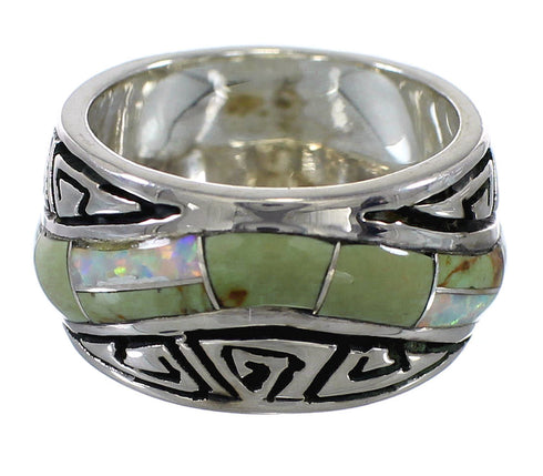 Water Wave Sterling Silver Southwestern Turquoise Opal Ring Size 6 QX82347