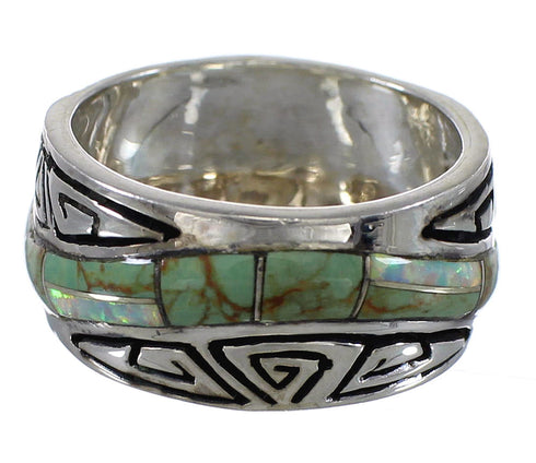 Water Wave Authentic Sterling Silver Southwest Turquoise Opal Ring Size 5-3/4 QX82349