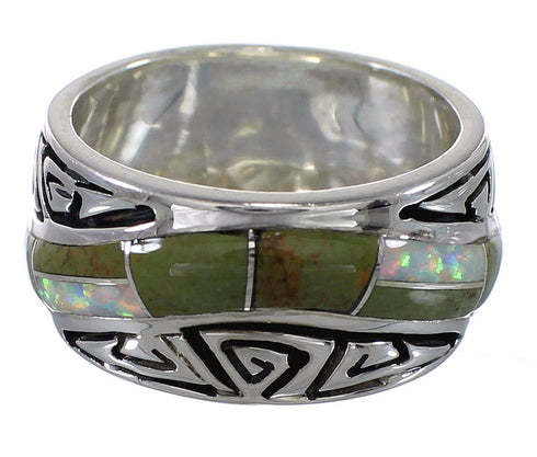 Water Wave Genuine Sterling Silver Southwest Turquoise Opal Ring Size 4-1/2 QX82357