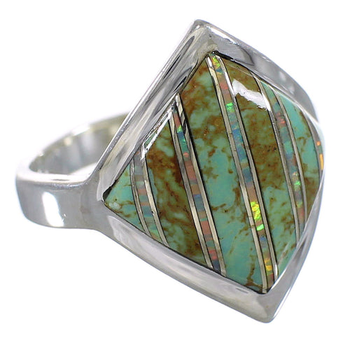 Silver Southwest Turquoise Opal Ring Size 7 QX82438
