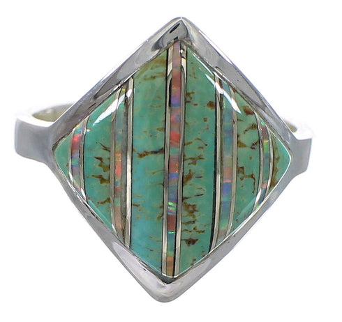 Sterling Silver Southwestern Turquoise Opal Ring Size 7-1/2 QX82451