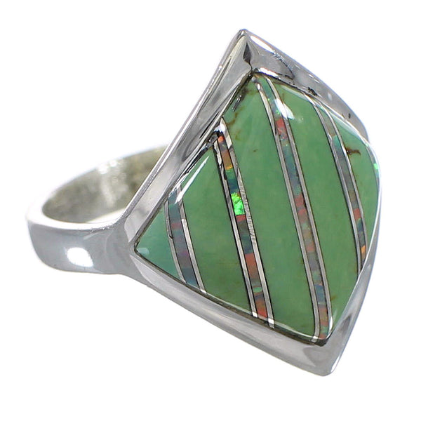 Genuine Sterling Silver Southwestern Turquoise Opal Ring Size 5 QX82462