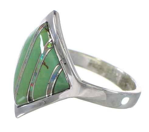 Genuine Sterling Silver Southwestern Turquoise Opal Ring Size 5 QX82462