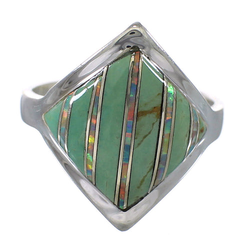Southwest Genuine Sterling Silver Turquoise Opal Ring Size 5-3/4 QX82531