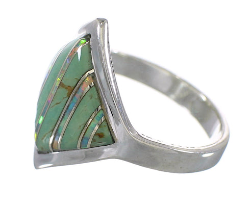 Turquoise Opal Silver Southwestern Ring Size 8 QX82536