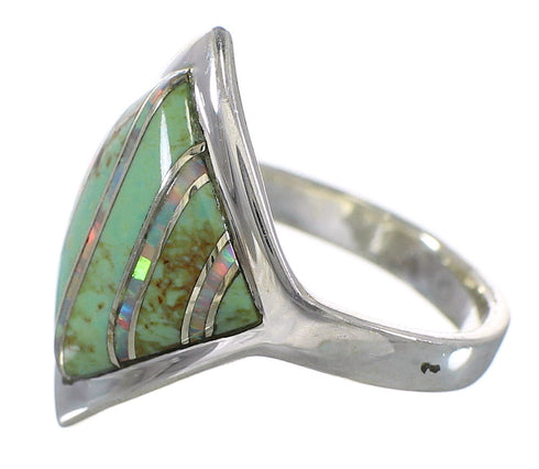 Turquoise Opal Sterling Silver Southwestern Ring Size 5 QX82539