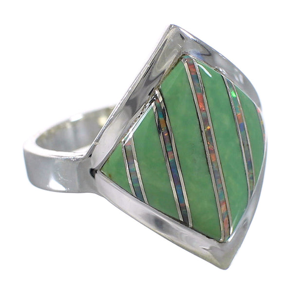 Turquoise Opal Southwest Sterling Silver Ring Size 7-1/2 QX82579