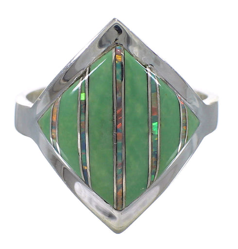 Turquoise Opal Southwest Sterling Silver Ring Size 7-1/2 QX82579