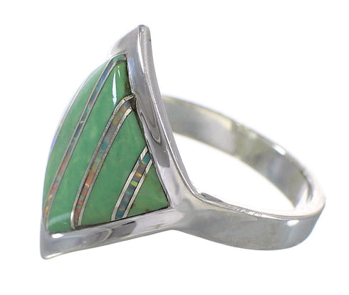 Turquoise Opal Southwest Sterling Silver Ring Size 7-1/2 QX82579
