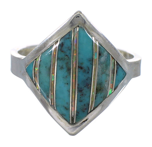 Turquoise Opal Southwest Authentic Sterling Silver Ring Size 8-1/2 QX82588