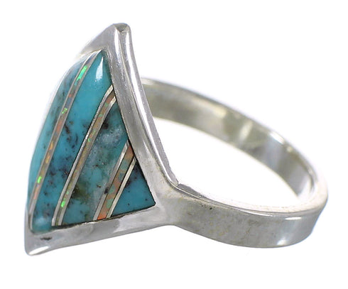 Turquoise Opal Southwest Authentic Sterling Silver Ring Size 8-1/2 QX82588