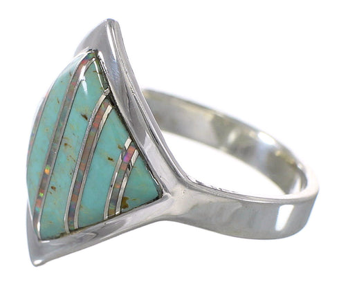 Southwest Turquoise Opal Sterling Silver Ring Size 8 QX82610
