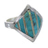 Genuine Sterling Silver Southwestern Turquoise Opal Inlay Ring Size 8-1/2 QX82692