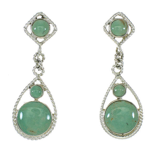 Turquoise Authentic Sterling Silver Post Dangle Southwest Earrings MX64664