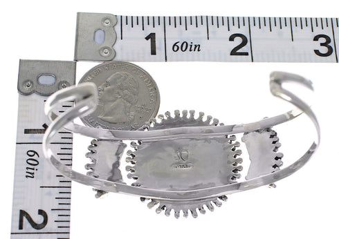 Authentic Sterling Silver Turquoise Needlepoint Cuff Bracelet VX63504