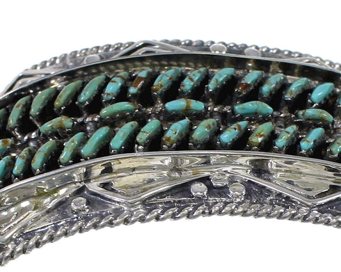 Sterling Silver Turquoise Needlepoint Water Waves Heavy Cuff Bracelet VX63515