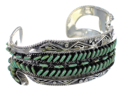Genuine Sterling Silver Turquoise Needlepoint Water Waves Heavy Cuff Bracelet VX63516