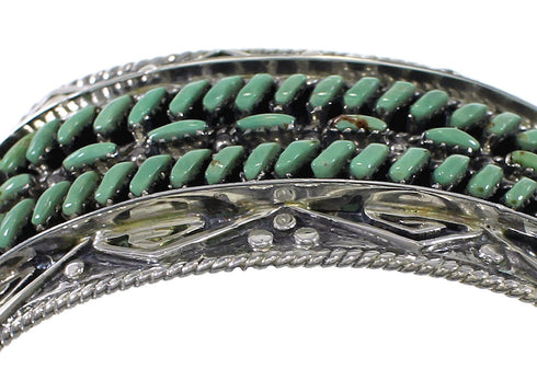 Genuine Sterling Silver Turquoise Needlepoint Water Waves Heavy Cuff Bracelet VX63516