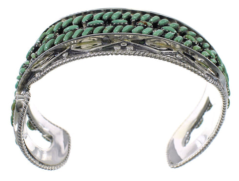 Genuine Sterling Silver Turquoise Needlepoint Water Waves Heavy Cuff Bracelet VX63516