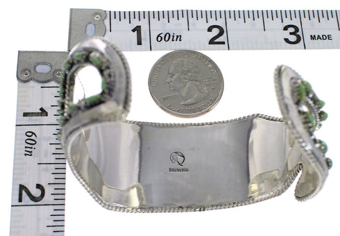 Genuine Sterling Silver Turquoise Needlepoint Water Waves Heavy Cuff Bracelet VX63516