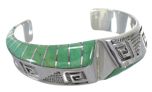 Turquoise And Sterling Silver Heavy Cuff Bracelet VX63543