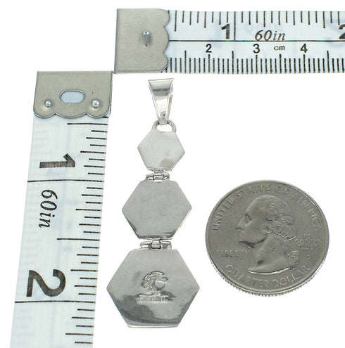 Genuine Sterling Silver Turquoise And Opal Southwest Pendant MX63846