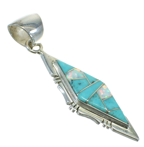 Silver Southwest Opal And Turquoise Inlay Jewelry Pendant MX63876
