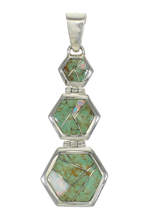 Authentic Sterling Silver Turquoise And Opal Pendant MX63913