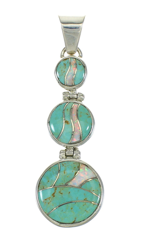 Southwest Sterling Silver Turquoise Opal Inlay Pendant MX63926