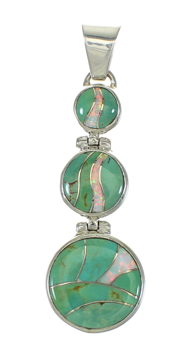 Sterling Silver Turquoise Opal Inlay Southwest Pendant MX63930