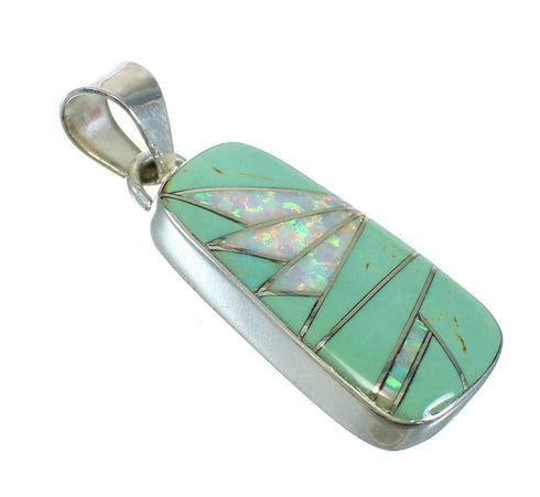 Genuine Sterling Silver Turquoise And Opal Inlay Pendant MX63953