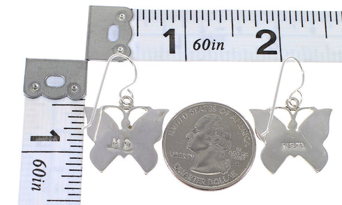 Multicolor Sterling Silver Butterfly Southwest Hook Dangle Earrings WX64175