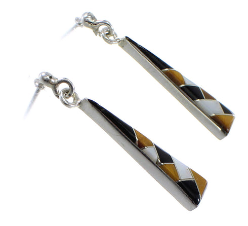 Southwestern Sterling Silver Multicolor Post Dangle Earrings WX64181