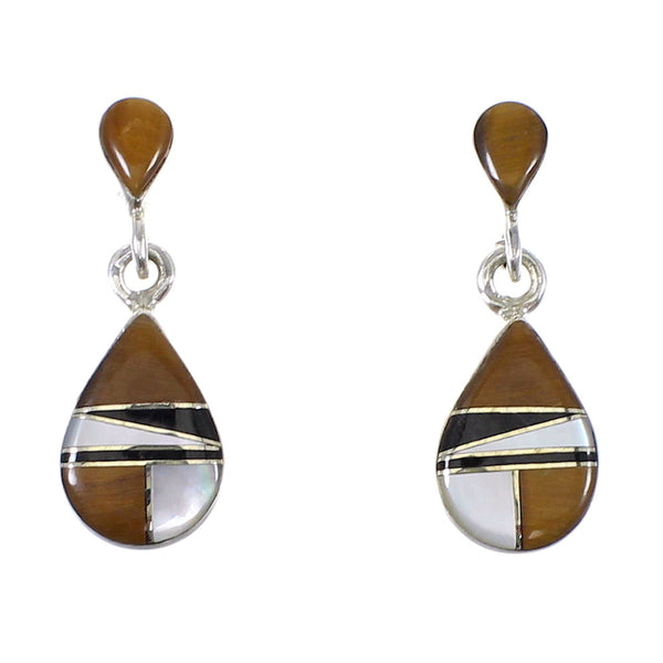 Southwest Tear Drop Multicolor Sterling Silver Post Dangle Earrings WX64186