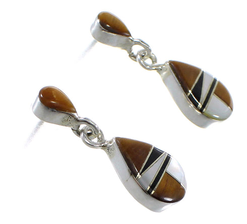 Southwest Tear Drop Multicolor Sterling Silver Post Dangle Earrings WX64186