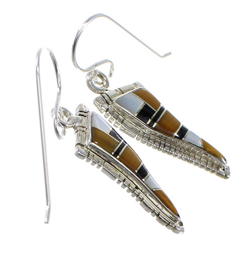 Multicolor Southwest Sterling Silver Hook Dangle Earrings WX64188