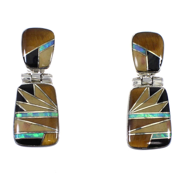 Multicolor Southwestern Genuine Sterling Silver Post Dangle Earrings WX64203