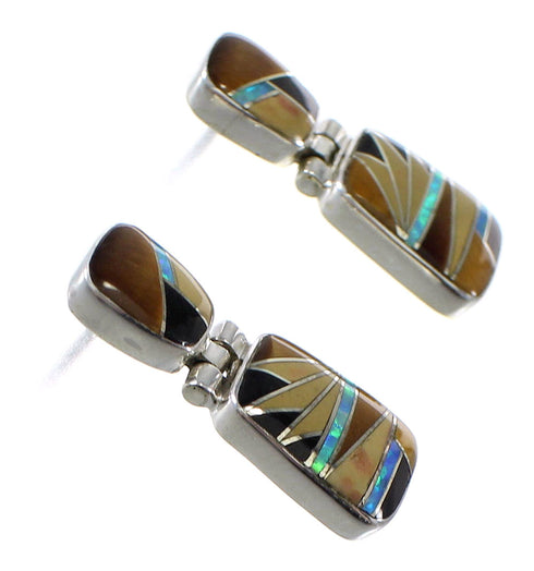 Multicolor Southwestern Genuine Sterling Silver Post Dangle Earrings WX64203