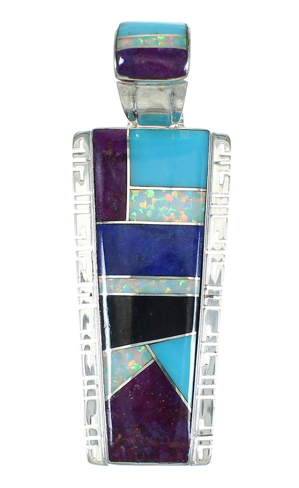 Southwestern Multicolor Inlay And Sterling Silver Pendant WX63675
